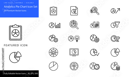 Pie chart icons for business analytics and data visualization