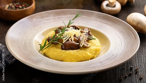 porcini mushroom polenta with grated cheese rosemary