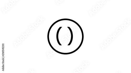 Fotografie Parentheses symbols inside circular border represent mathematical functions and grouping