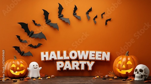 Halloween Party Decorations Featuring Pumpkins Ghost Skull Bat Cutouts
