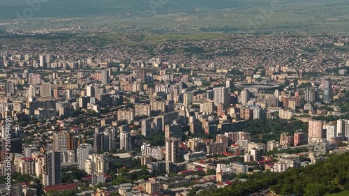 Panoramic Aerial View of Dense Tbilisi Cityscape