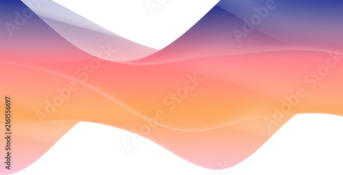 Abstract flowing wave background with smooth gradient sunset colors on Transparent background