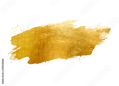 A curvy gold brush stroke on a white background
