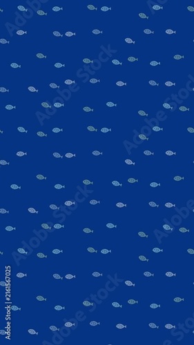 手描き魚がゆらゆら泳ぐシームレスループ背景