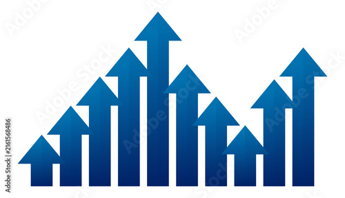 Blue Growth Chart With Upward Arrows Showing Business Success And Progress PNG Transparent Background