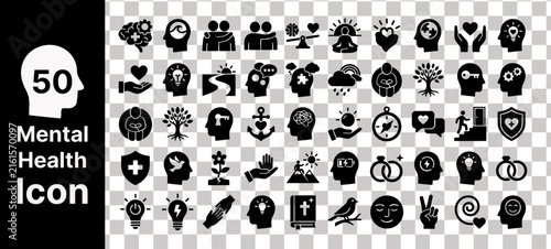 Mental Health Icon Set for Wellness, Psychology and Emotional Wellbeing Editable vector Design.