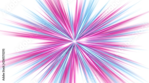 Abstract pink and blue light burst with radiating lines creating a dynamic star explosion effect for modern graphic design and digital art projects