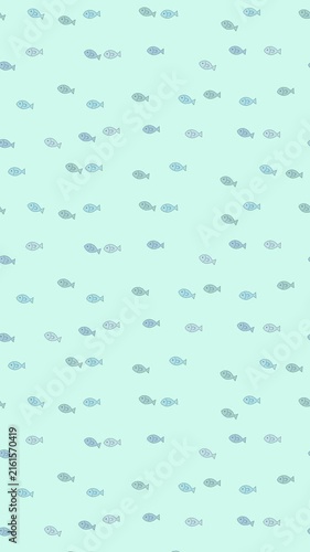 手描き魚がゆらゆら泳ぐシームレスループ背景
