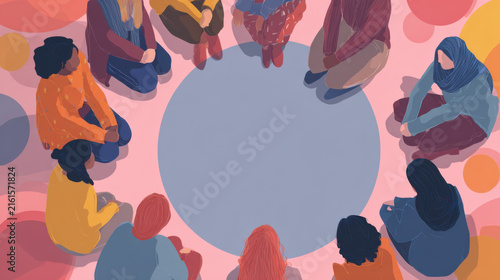 Diverse group of women sitting in a circle sharing experiences and support