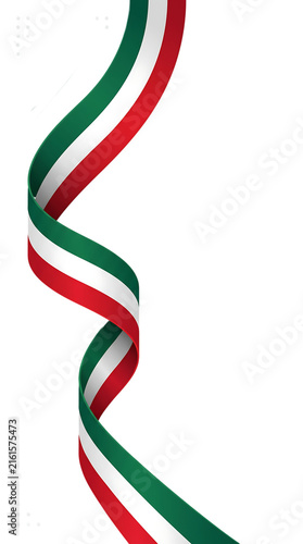Mexican Flag Ribbon Isolated On Transparent Background For Mexico Independence Day Celebration