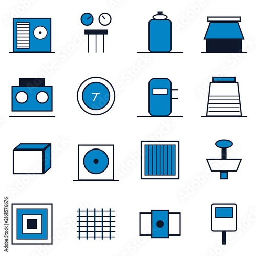 Foto HVAC Refrigeration Systems Icons
Row 1: AHU, manifold gauge, gas cylinder, exhaust fan