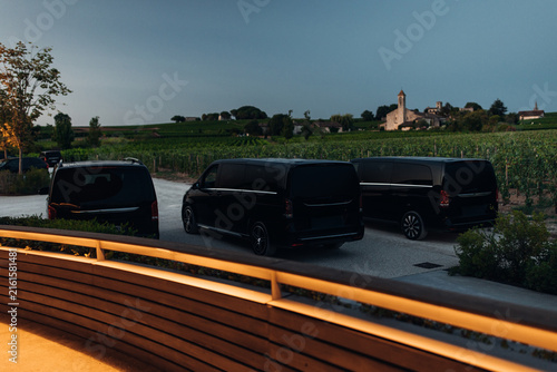 Luxury premium transfer vans Waiting for Guests at the evening