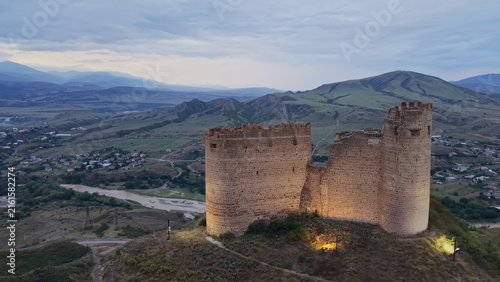 Canvas Print Historic Ksani Fortress in Georgia, Medieval Stone Stronghold Surrounded by the
