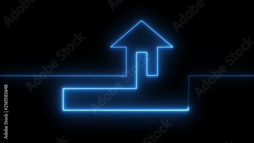Glowing blue neon continuous line home animation. Smart technology concept. Real estate property search loop. 4K video motion graphic.