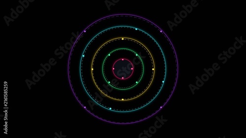 Neon Glowing Concentric Circles HUD Radar Motion Graphic Animation