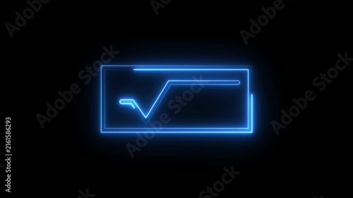 Square root symbol forming inside glowing neon rectangle frame with motion graphic design.