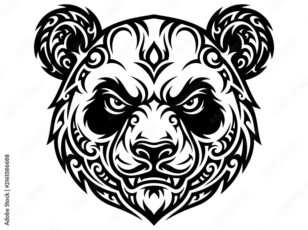 Fototapeta premium Tribal Panda Bear Head Tattoo Design Isolated