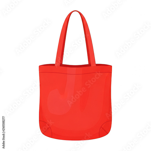 Red tote bag isolated on white background for shopping and branding mockup