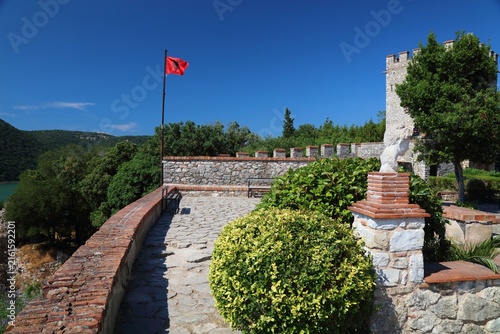 Canvastavla Butrint archaeological site in Albania. Venetian Castle.
