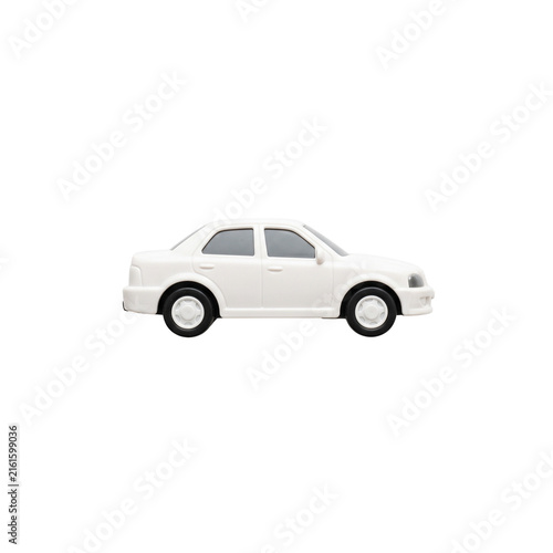 Obraz na płótnie A White Sedan Car Isolated on a White Background.