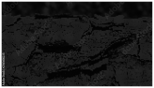 Cracked earth surface texture dark halftone dot art.