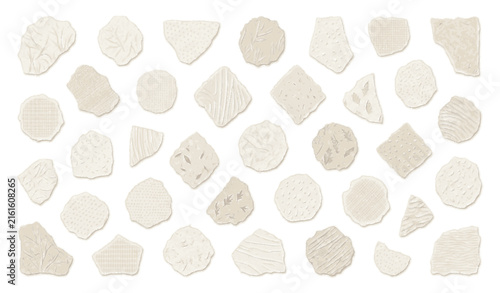 Scattered Pressed Cotton Pulp Fragments with Micro Relief Vector Illustration