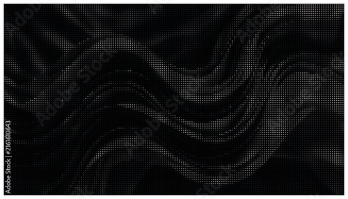 Flowing dark halftone wave curves texture design.