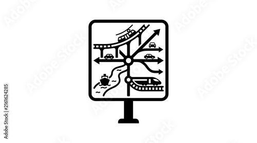 Multimodal Transportation Hub Icon
