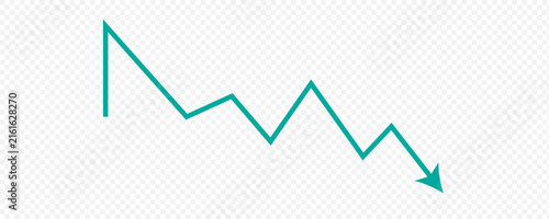Canvas Print Trend line graph vector icon with upward and downward fluctuations for business