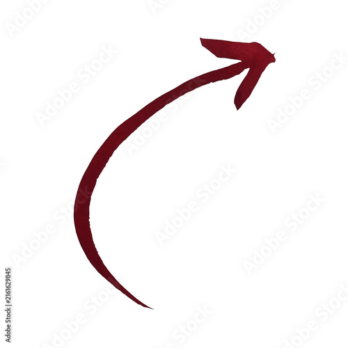 Dark red curved arrow pointing up and to the right hand side for website design and digital interface navigation