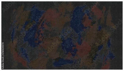 Canvastavla Grunge texture brush strokes blue orange dot grid.