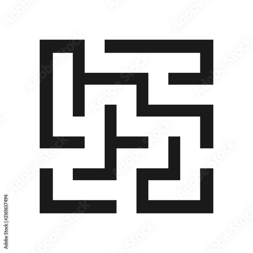 Minimalist origami cyber labyrinth square maze digital illustration background