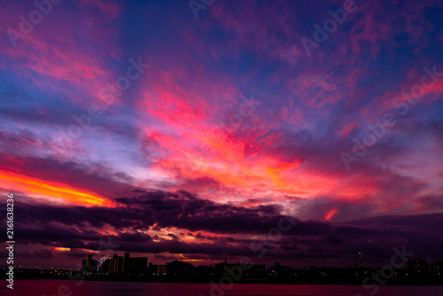真っ赤に染まった夕焼け