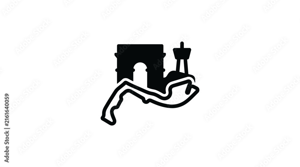 Fototapeta premium Monaco Grand Prix Circuit Map Icon