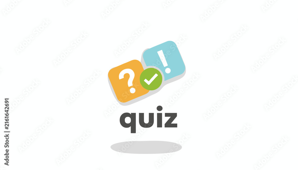 Obraz premium Quiz icon with question mark checkmark and exclamation