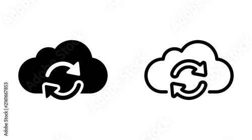 Quadro su tela Cloud data syncing and information refresh operation icon vector illustration wi
