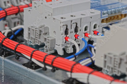 Connect electrical modules using electrical insulated wiring wires in the electrical control panel. 