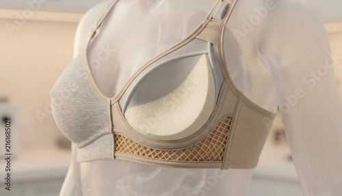 Fototapeta kuchenna Comfort bra cutaway with memory-foam cups, flexible underband lattice, breathable layers, and smooth stitching