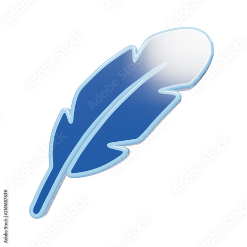 Foto Glossy blue bird feather icon, rendered in a three-dimensional style with smooth