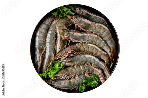 Foto Raw prawns crustacean large shrimp (gambas) fresh seafood pescetarian diet food