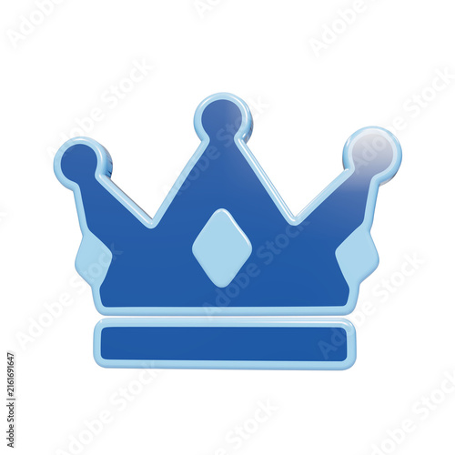 Foto Glossy blue royal crown icon with light blue highlights and a diamond shape symb