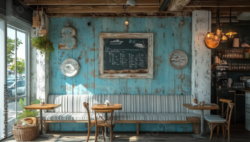 coastal coffee shop with a nautical theme.