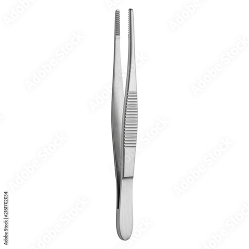 Cuadro en lienzo Stainless steel surgical dissecting forceps on transparent background
