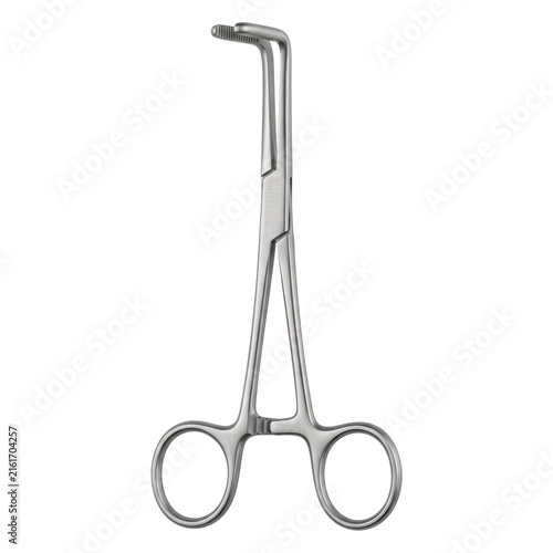 Fotografía Right angle surgical hemostatic clamp on transparent background