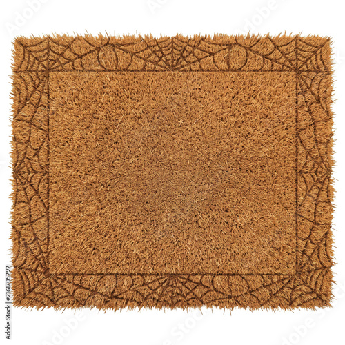Fotografía Spiderweb coir doormat for Halloween on transparent background