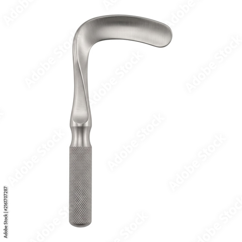 Fotografie Stainless steel surgical curved retractor on transparent background