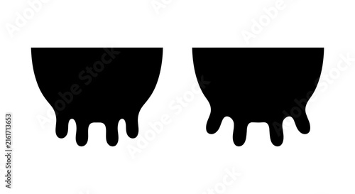 Two black silhouettes of udder shapes against a white background livestock farming