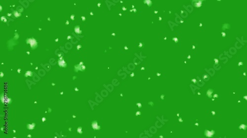 Realistic Falling Snow Particles Isolated on Bright Green Screen