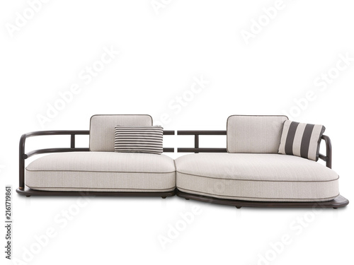 Contemporary outdoor sectional daybed sofa isolated on white background