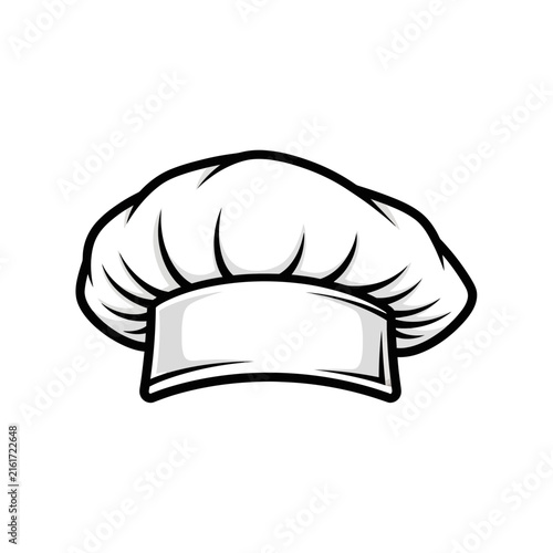 Minimalist black and white chef hat illustration.